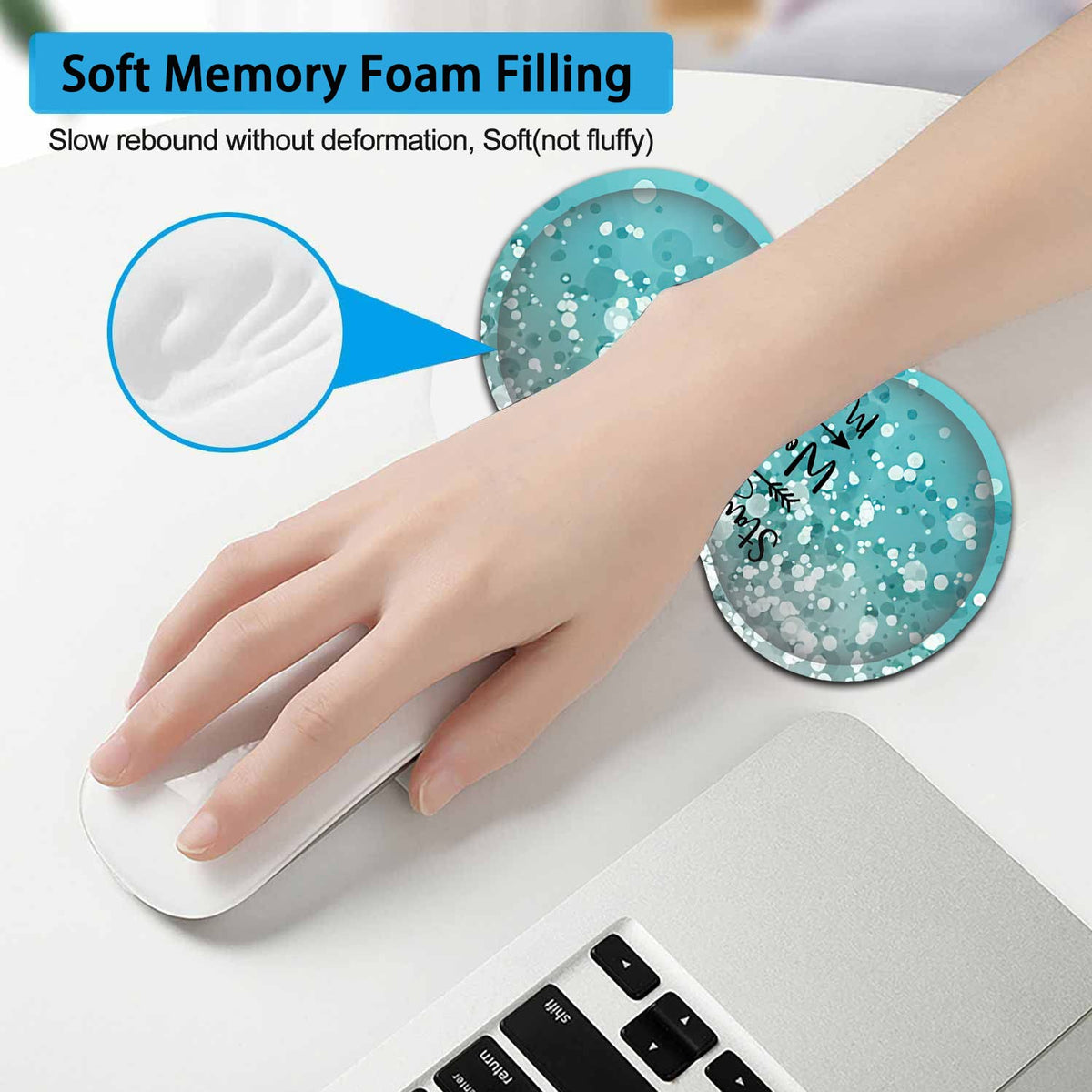 Large Mouse Pad, Extended Office Desk Pad 31.5x11.8in, Ergonomic Memory Foam Mouse Wrist Rest