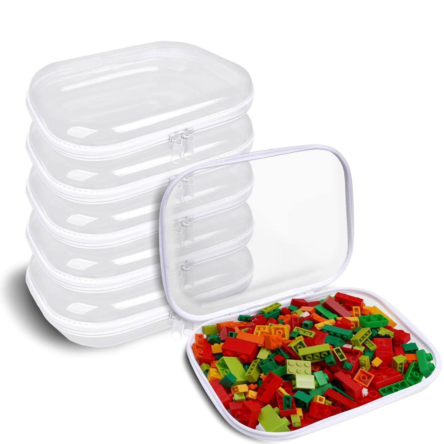 Clear Hard Shell Zipper Case,6PCS Transparent Clear Zipper Pouches,Hard Side Plastic Case