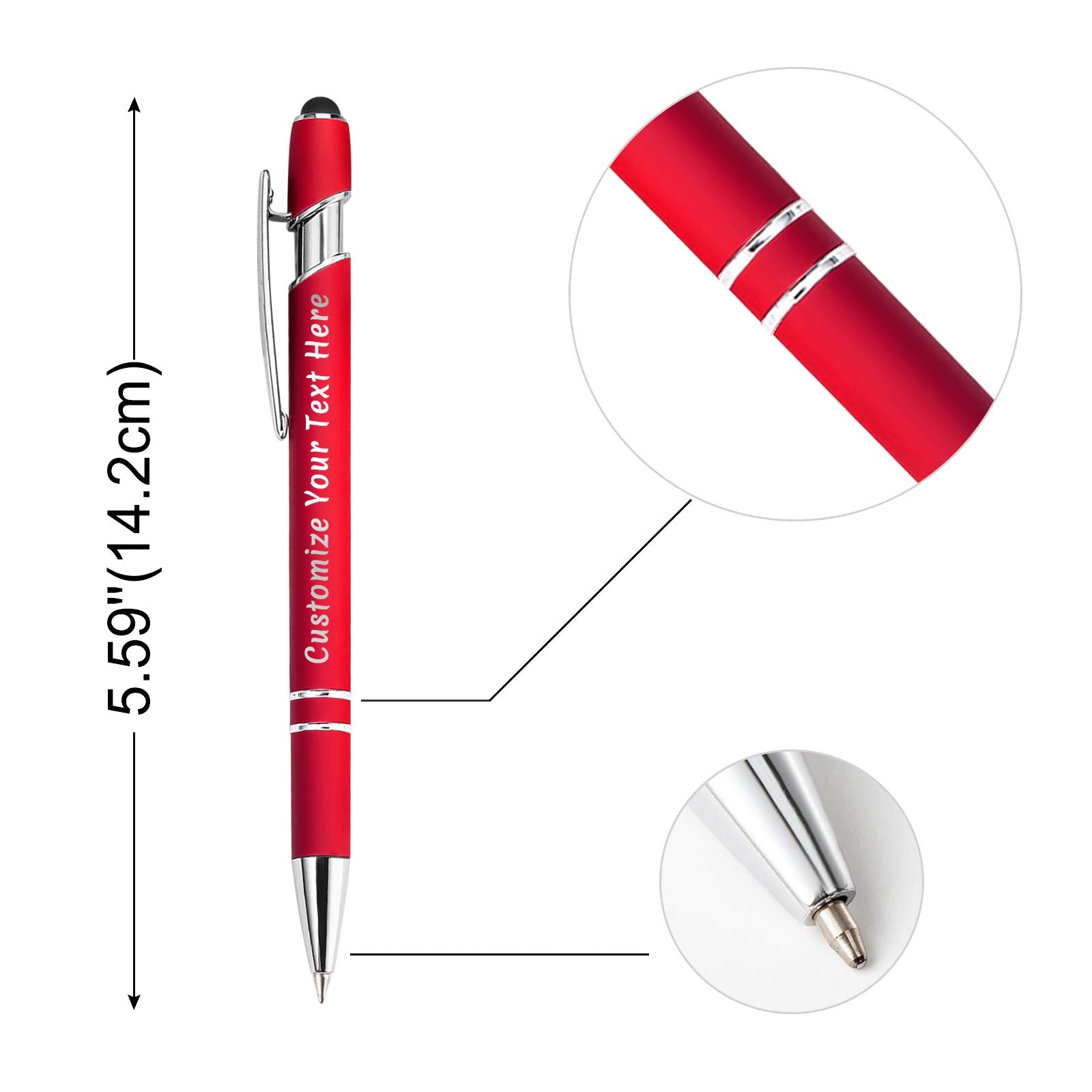 Amlion Custom Pens Personalized Bulk, Customized Ballpoint Pens with Stylus Name Message Logo