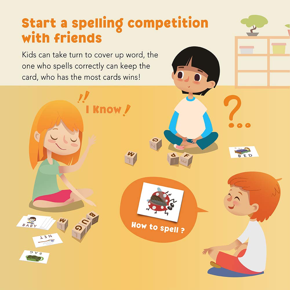 Coogam Spelling Games, Wooden Matching Letters Toy with Flash Cards Words, Montessori ABC Alphabet