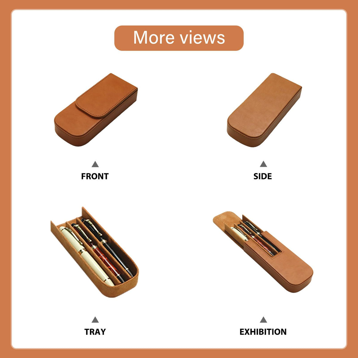 MIVLXLX PU Leather Fountain Pen Case, Pen Storage Tray Organizer(brown)