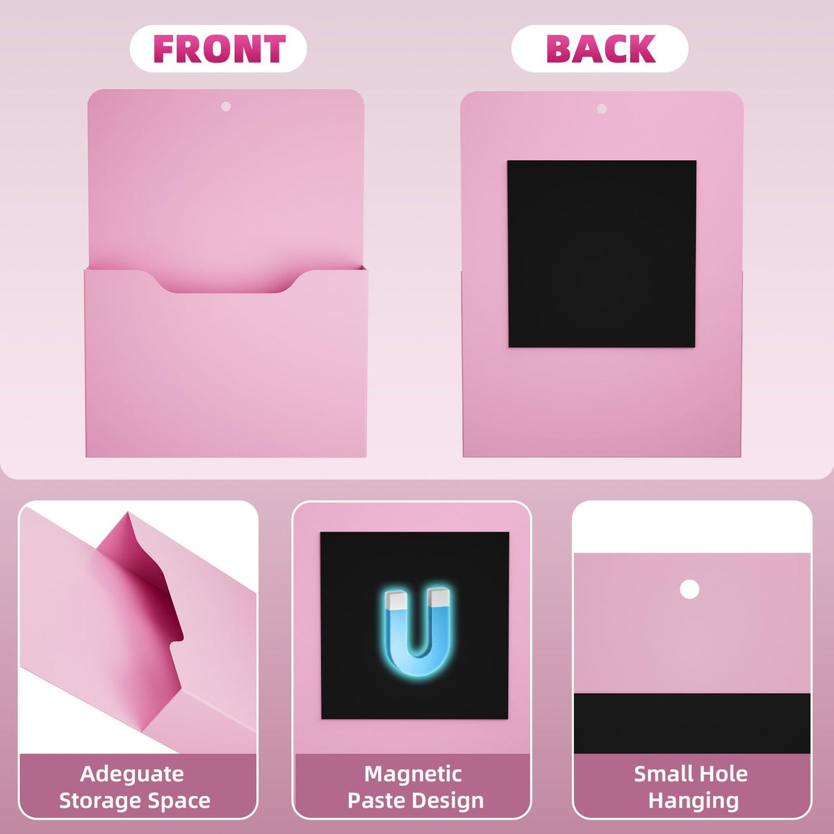Marbrasse Magnetic File Holder - Magnetic Paper Holder, Pocket Organizer Office Supplies Storage