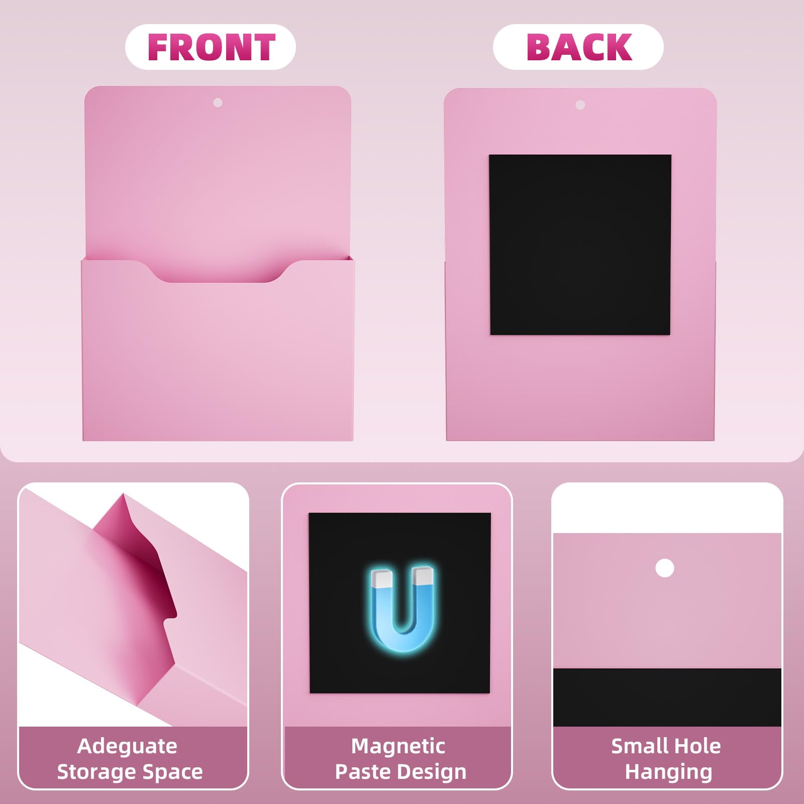 Marbrasse 2 Pack Magnetic File Holder - Paper Holder, Pocket Organizer,Hanging Wall File Organizer
