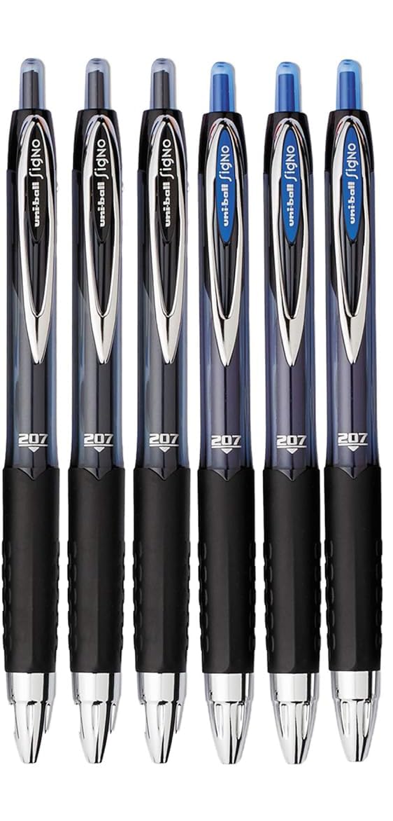 Advantage Gifts Signo 207 Roller Ball Retractable Gel Pens, Medium Point (0.7mm), Black And Blue