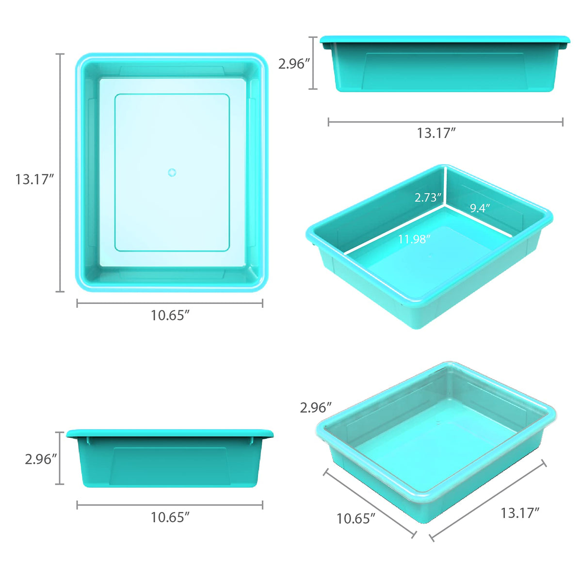 Storex(62522U05C) Letter Size Flat Storage Tray – Organizer Bin for Classroom, Office and Home