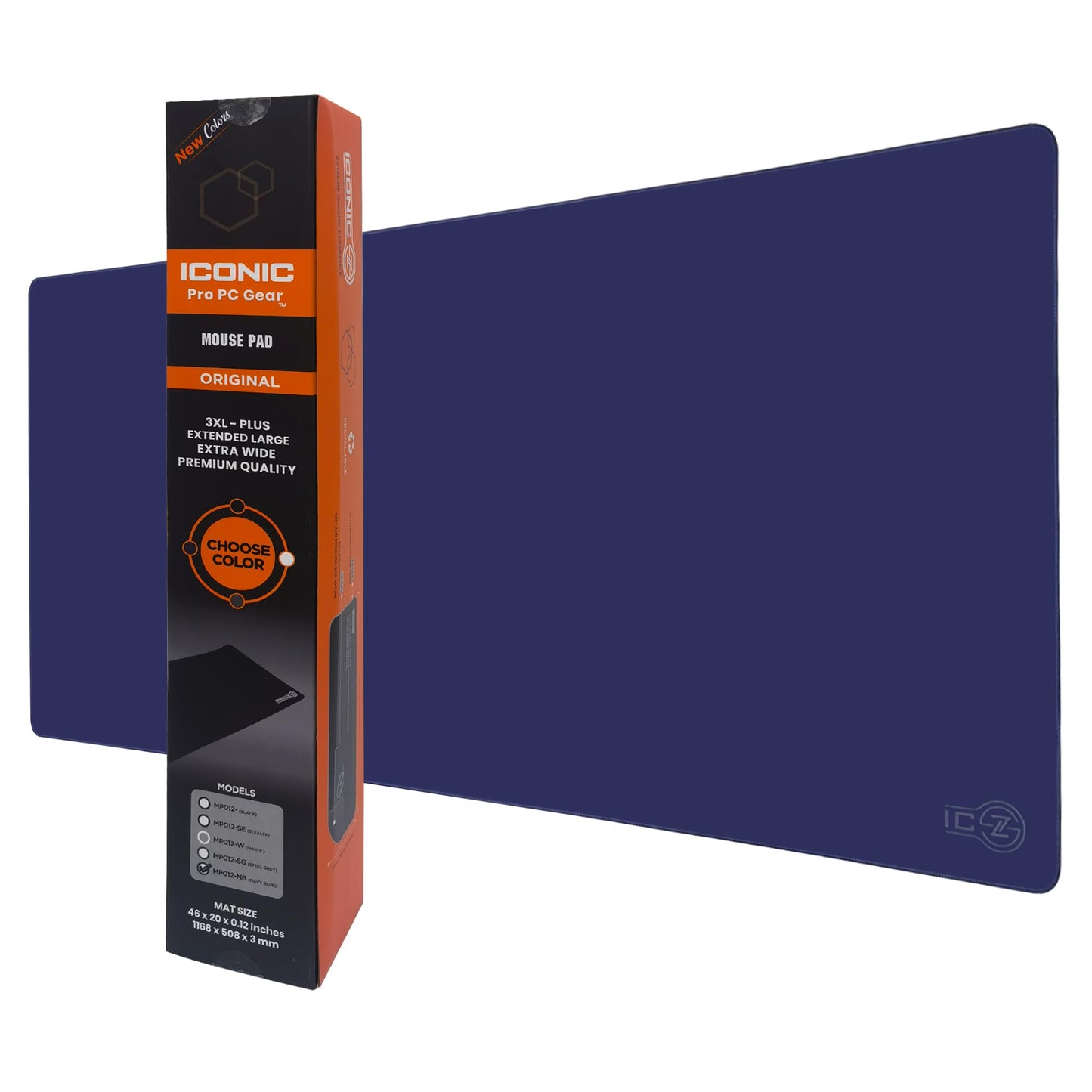 ICONIC - PRO PC GEAR XXL Extended Gaming Mouse Pad/Mat 40"x18"(Navy Blue) - Large & Wide Desk Cloth