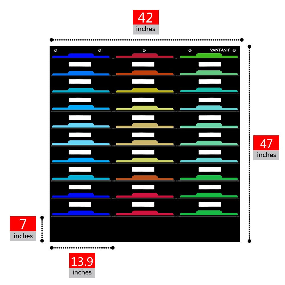 Vantasii Organization Center Pocket Chart, Wall File Organizer Folder with 30 File Pockets, 30