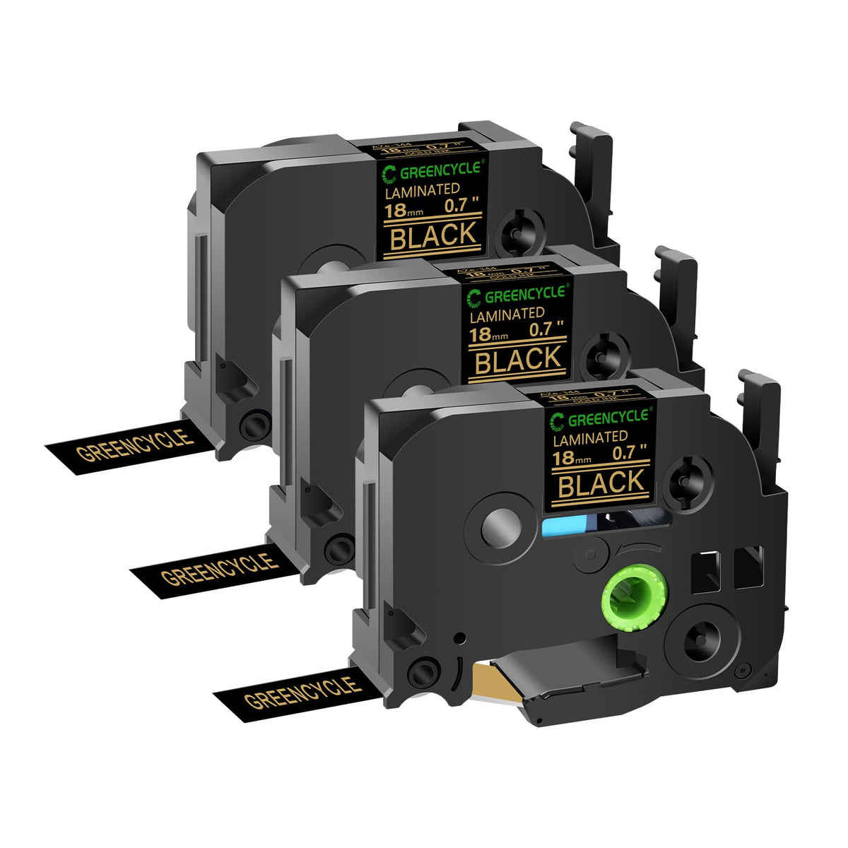 GREENCYCLE 3 Pack Compatible for Brother P-Touch TZe-344 18mm 0.7 Laminated Black TZ-344 TZ344