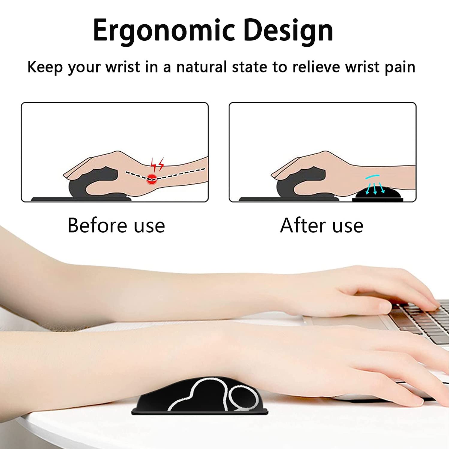 Large Mouse Pad, Extended Office Desk Pad 31.5x11.8in, Ergonomic Memory Foam Mouse Wrist Rest