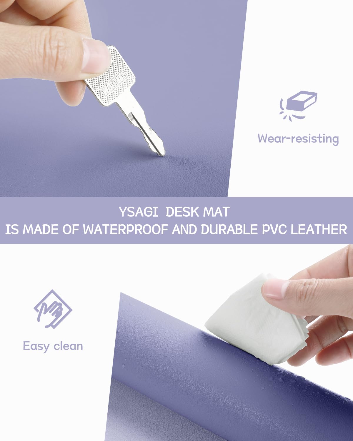 YSAGi Non-Slip Leather Desk Pad L Size, Waterproof Laptop Computer Desk Keyboard Mat, Table