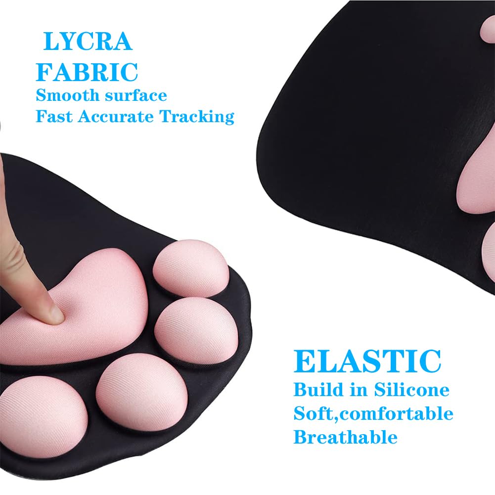 WESAPPINC Cat Paw Mouse Pad with Wrist Support Soft Silicone Wrist Rests Non Slip Ergonomic