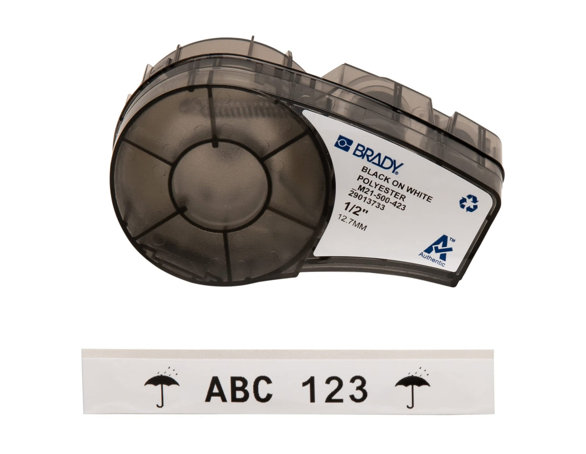 Brady Authentic (M21-500-423) Harsh Environment Polyester Label for Barcode, Solar Panel, and