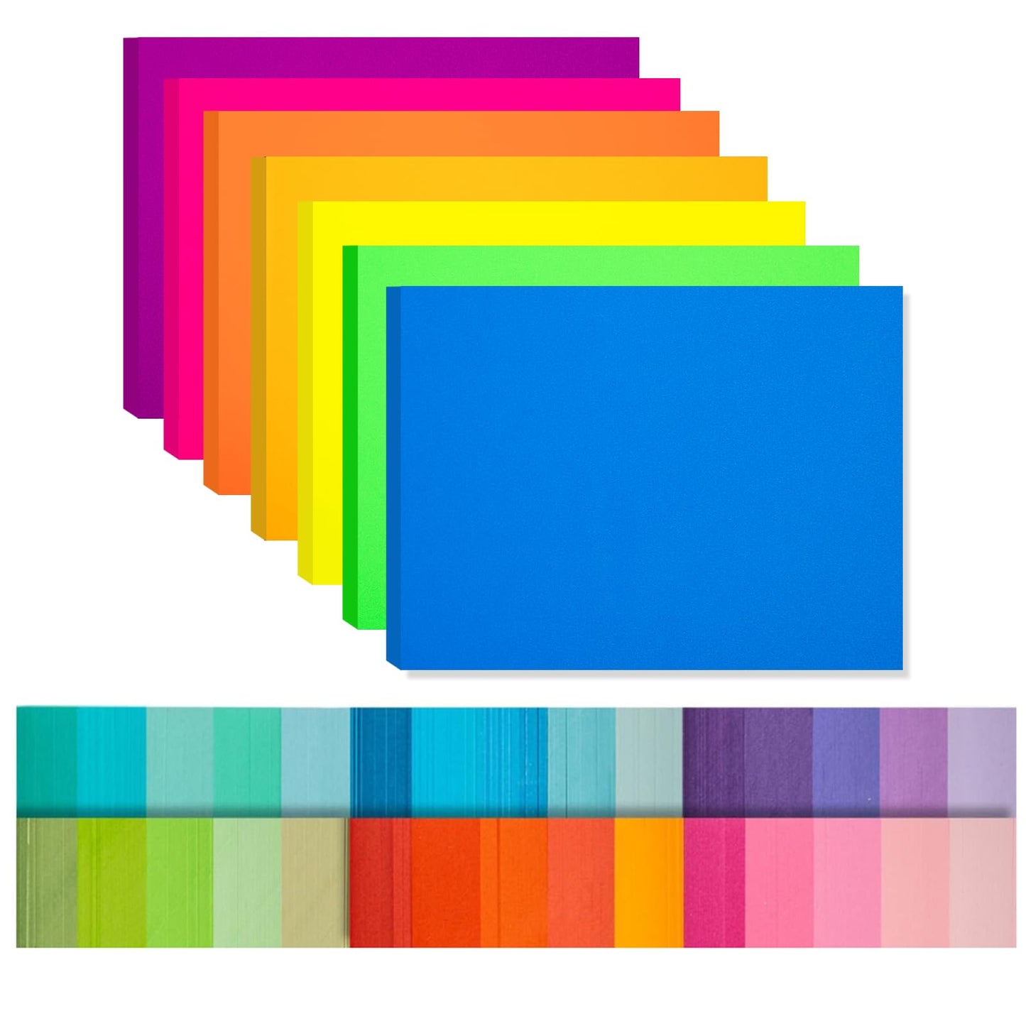 MAGECUBIKU Index Cards 210-Count 4x6 Inch,178GSM Heavyweight Set of 7 Fluorescent Colors Paper