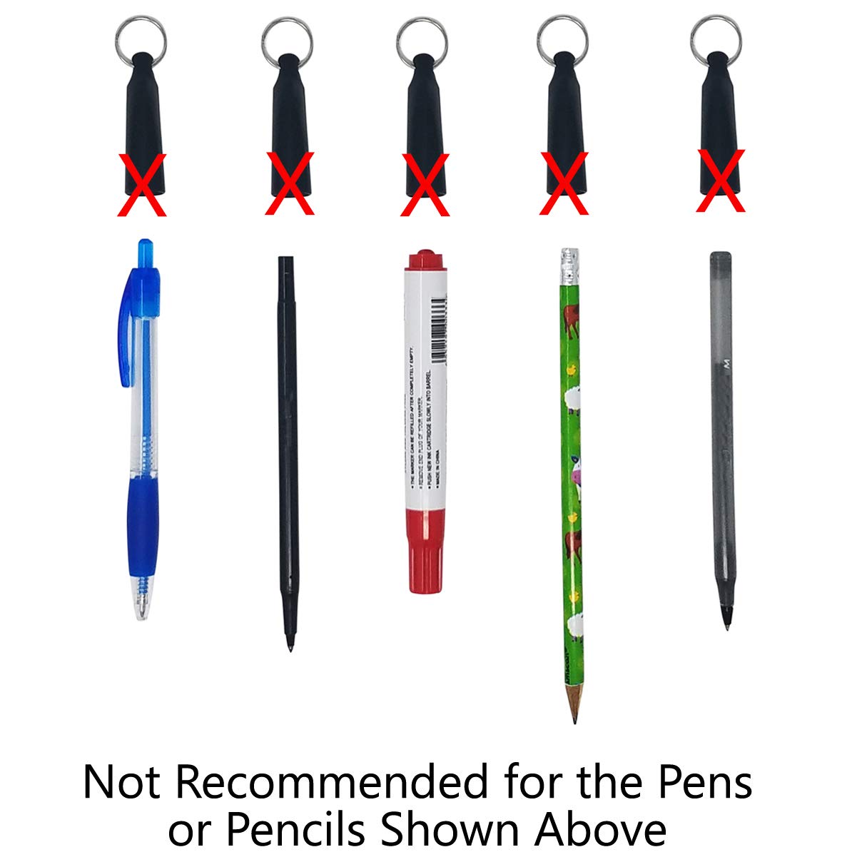 Reel-N-Rite 5 Pack - Retractable Pen Reel for Thick Markers & Carpenter Pencils - Carabiner Clip