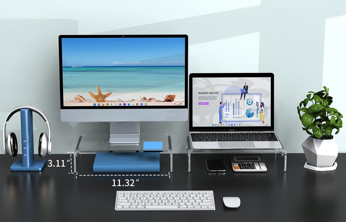 Zimilar 2 Pack Monitor Stand Riser, Acrylic Monitor Stand for Computer