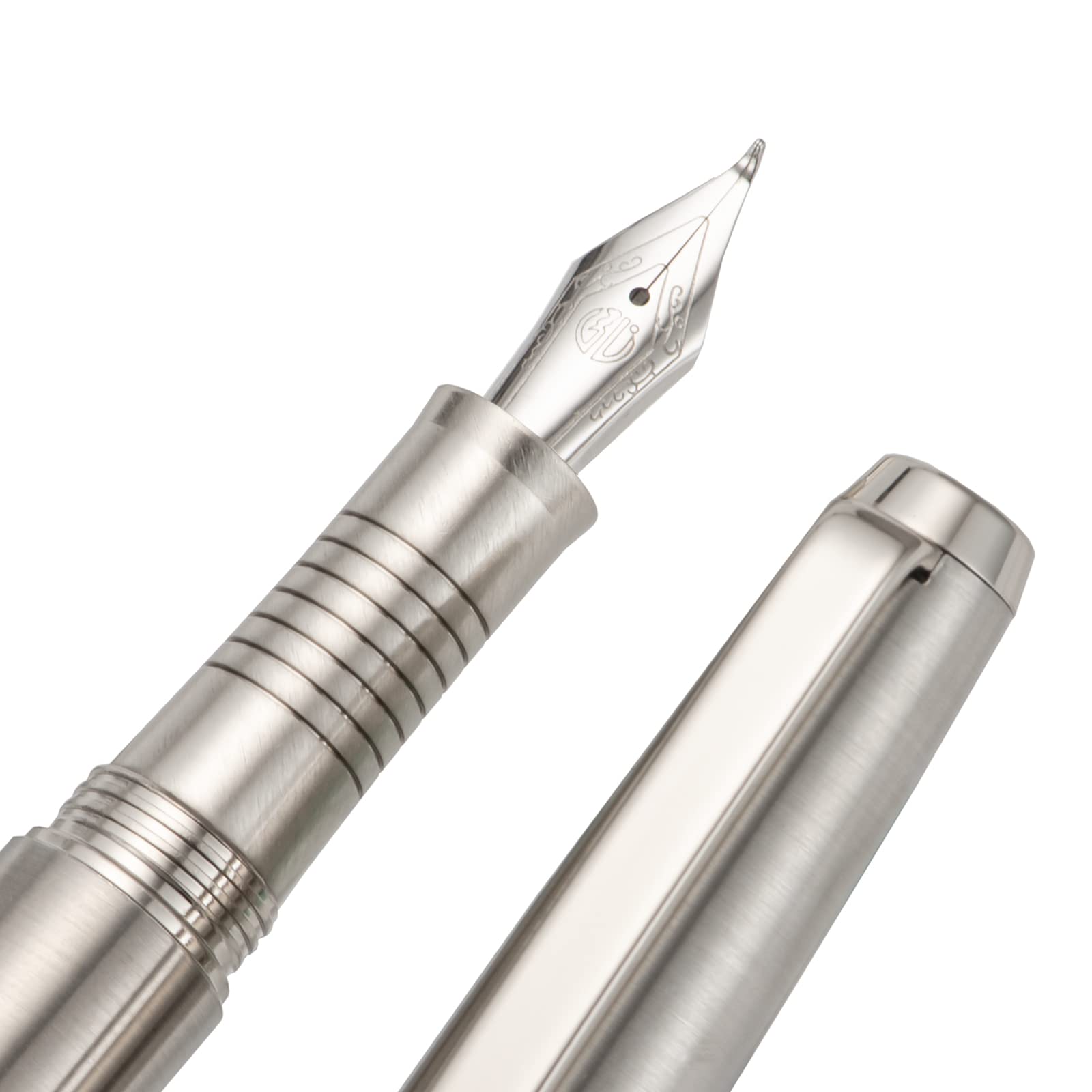 Lanxivi Stainless Steel Fountain Pen Bent Nib Art Drawing Calligraphy Fude Pen Metal Box