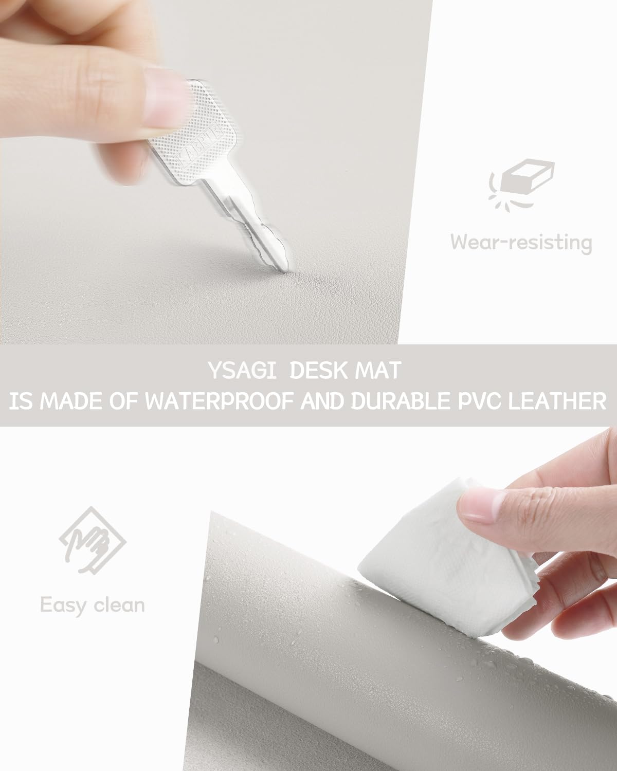 YSAGi Non-Slip Leather Desk Pad Long Size, Waterproof Laptop Computer Desk Keyboard Mat, Table