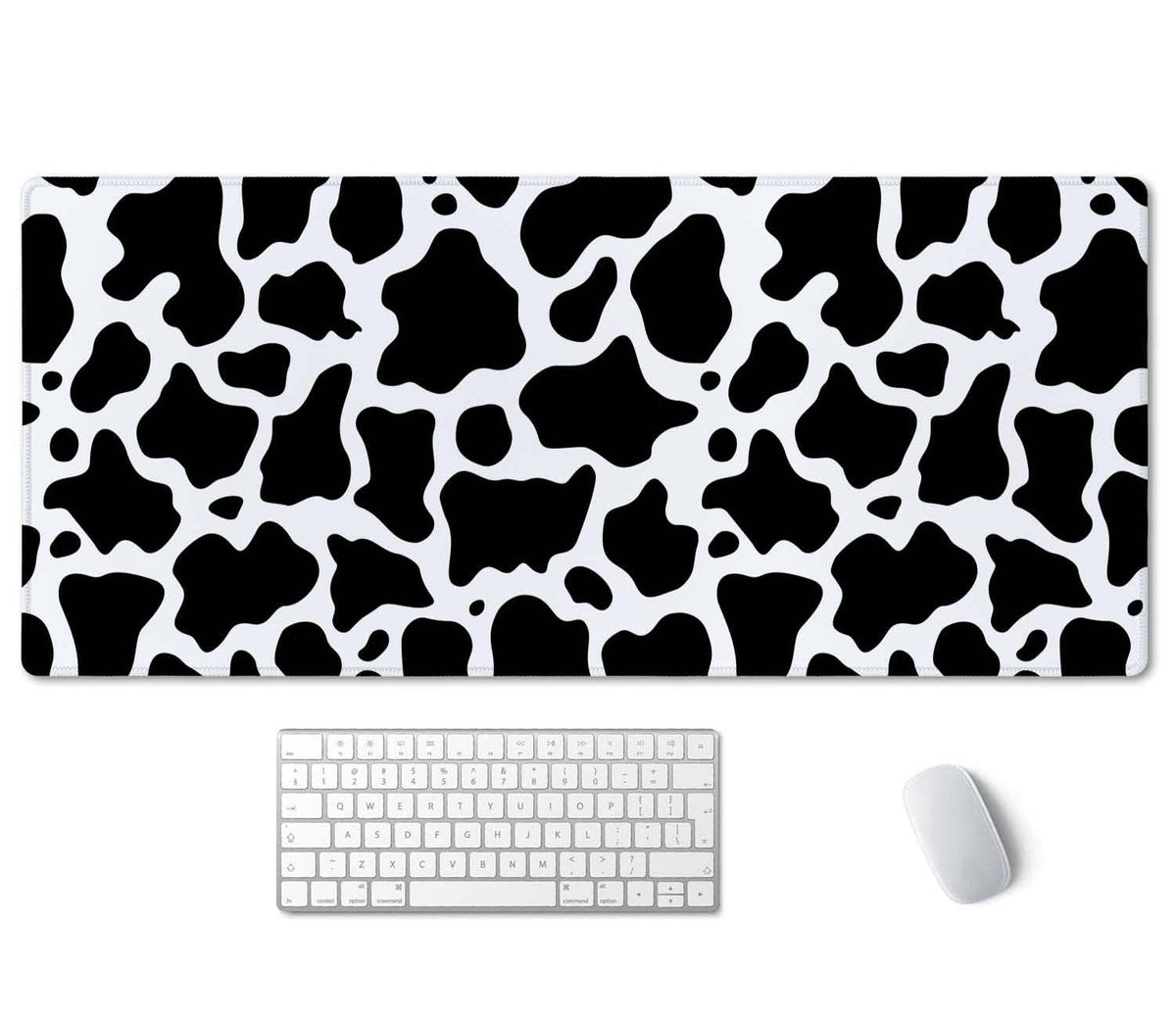 SSOIU White Black Cow Pattern Desk Pad, Personalized Desk Mat, Cow Print Desk Mat, Cute Desk Pad