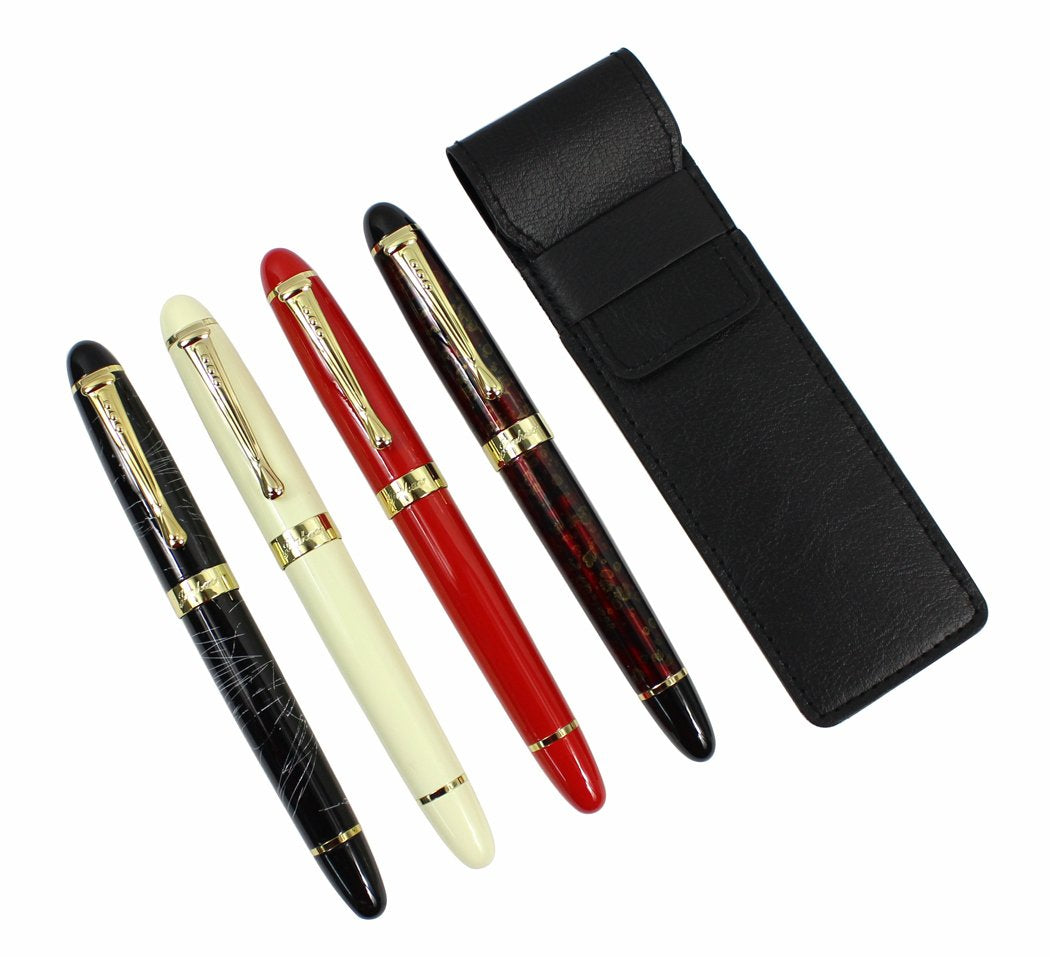 Gullor 4 PCS in Set 450 Fountain Pen in 4 Colors (Bright Colors) with Pen Pouch