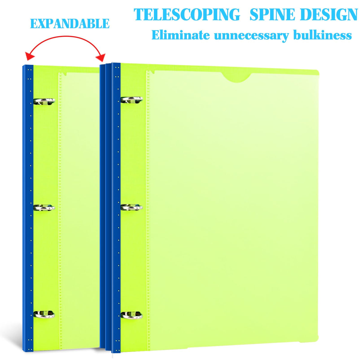 INFUN 1 Inch Telescoping 3 Ring Binder - 4PCS, Flexible Round Binder with Customizable Front Cover