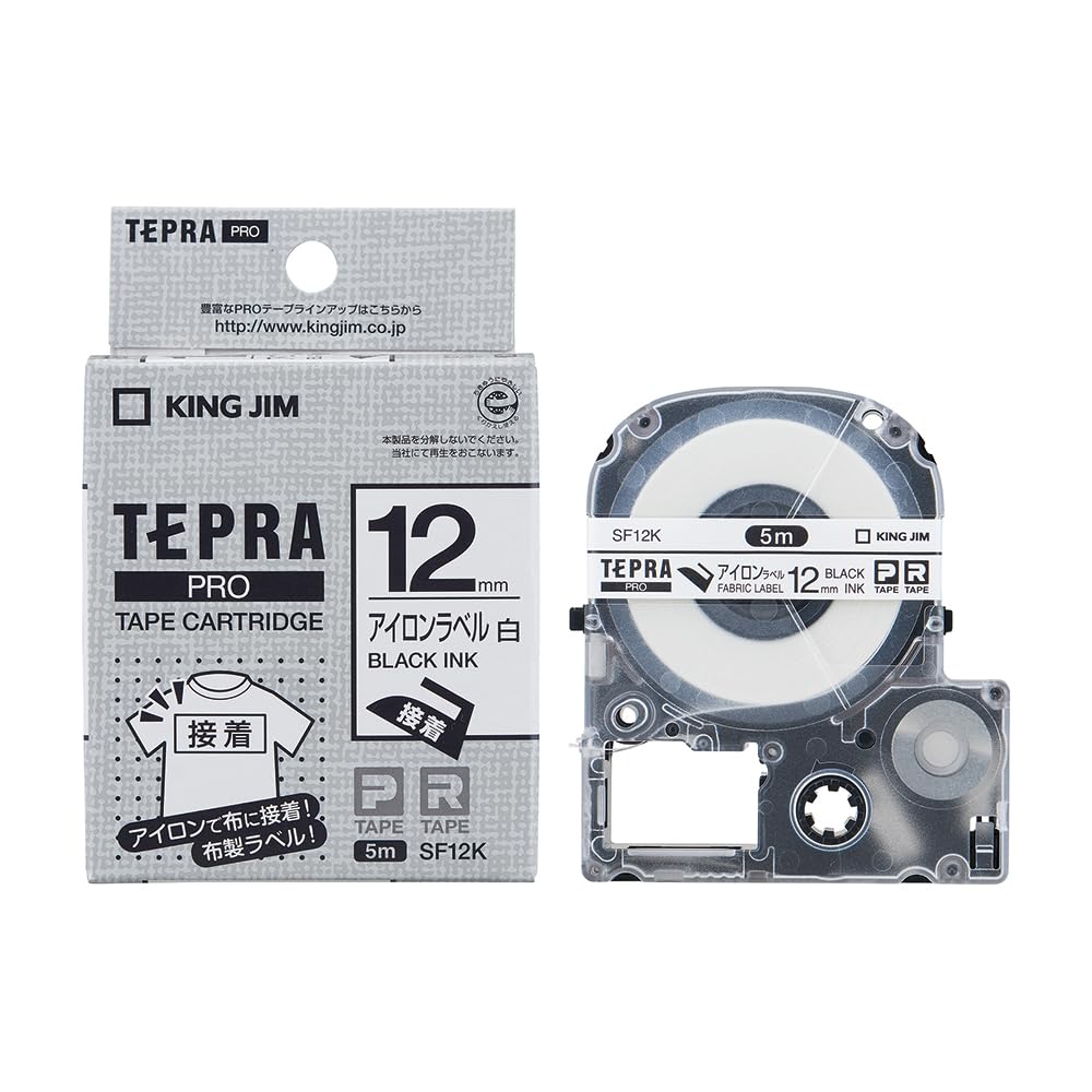 King Jim SF12K Tepra PRO Tape Cartridge, Iron Label, 0.5 inches (12 mm), White/Black Character