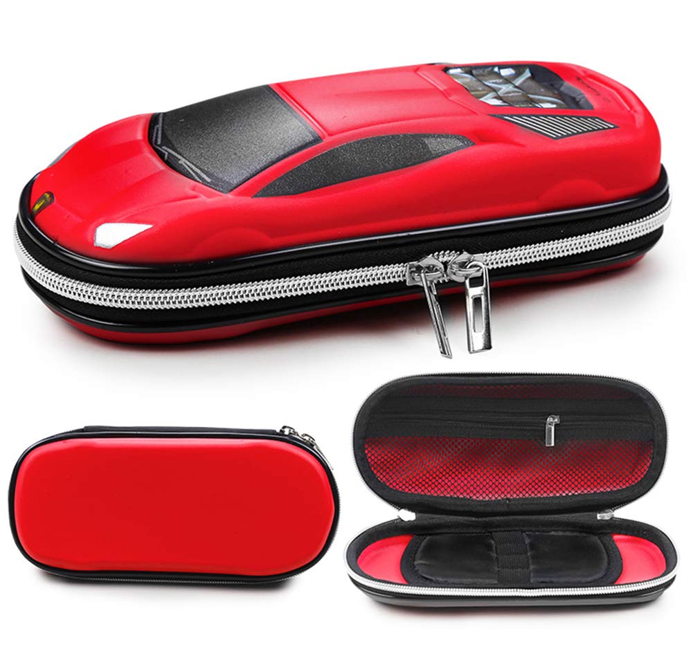 Surpop Supercar Pencil Case, EVA Hard Shell for Kids and Teens, Red