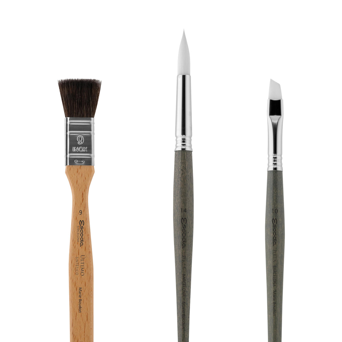 Escoda | Watercolour | Artist Set Marie Boudon | Size 9,10,14 | 3 Brushes | Synthetic White Toray +