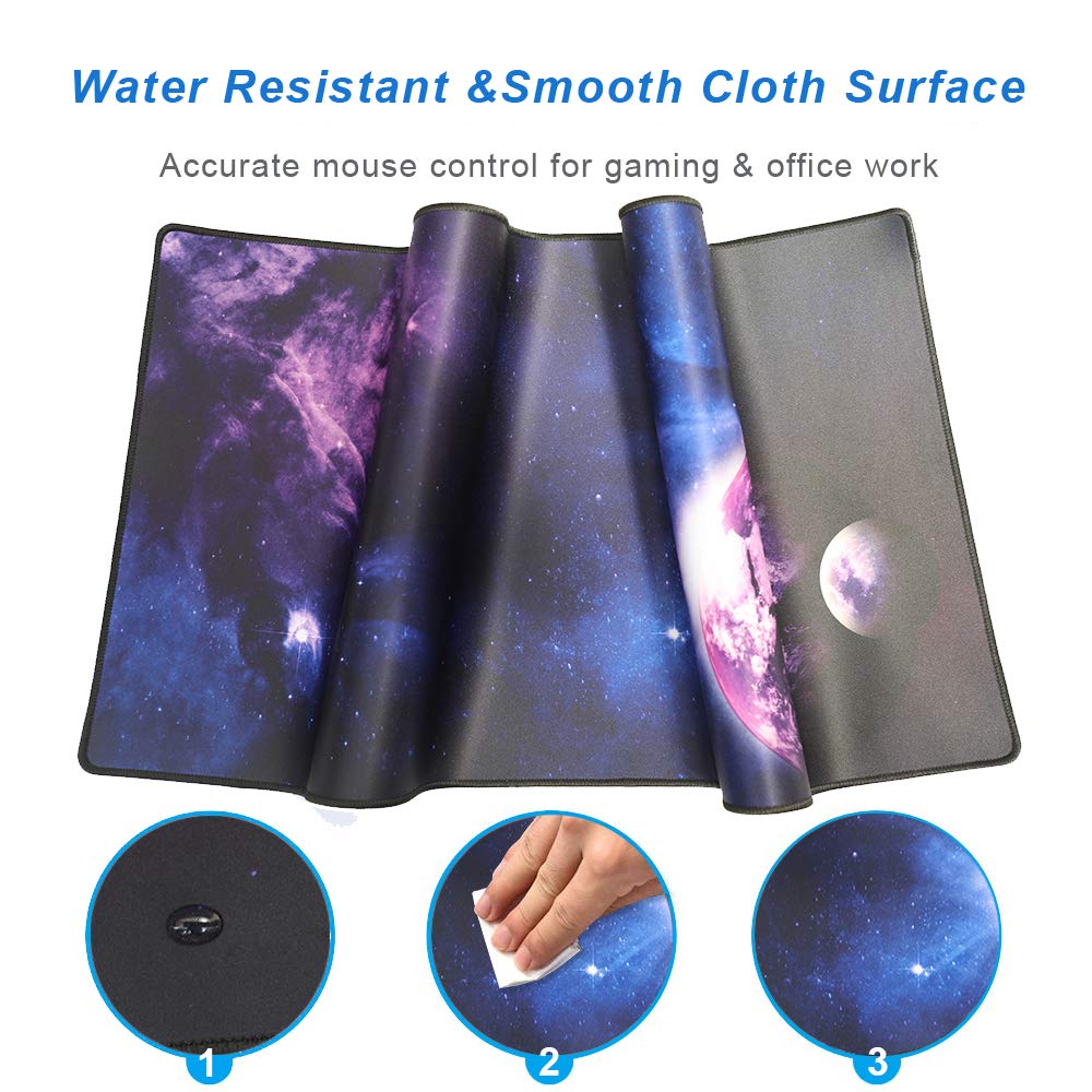 Cmhoo XXL Professional Large Mouse Pad & Computer Game Mouse Mat (35.4x15.7x0.1IN, Sky Planet)