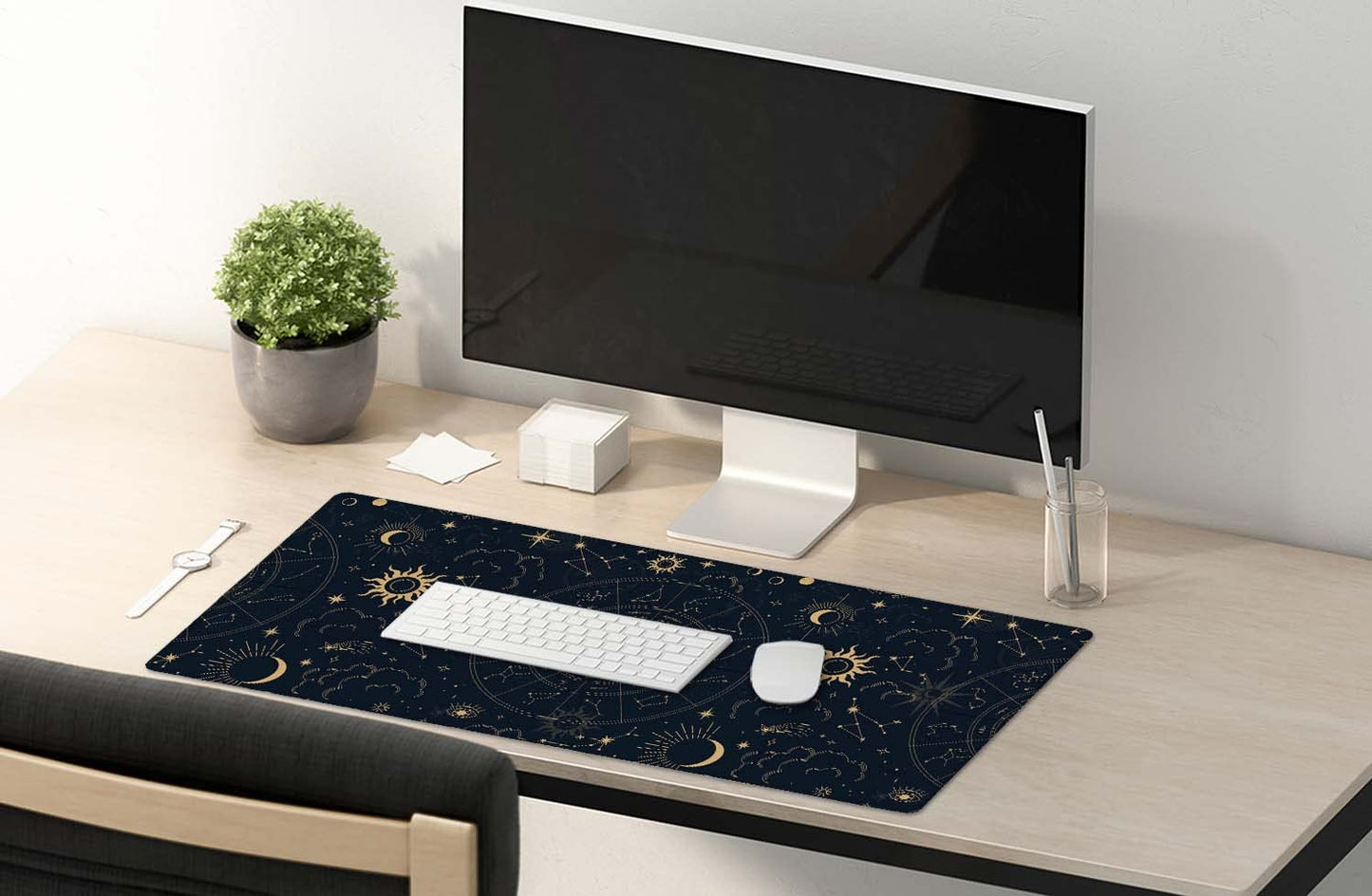 SSOIU Zodiac Wheel Desk Mat, Celestial Desk Pad, Astrology Large Gaming Mouse Pad 35.5x15.7inch XXL
