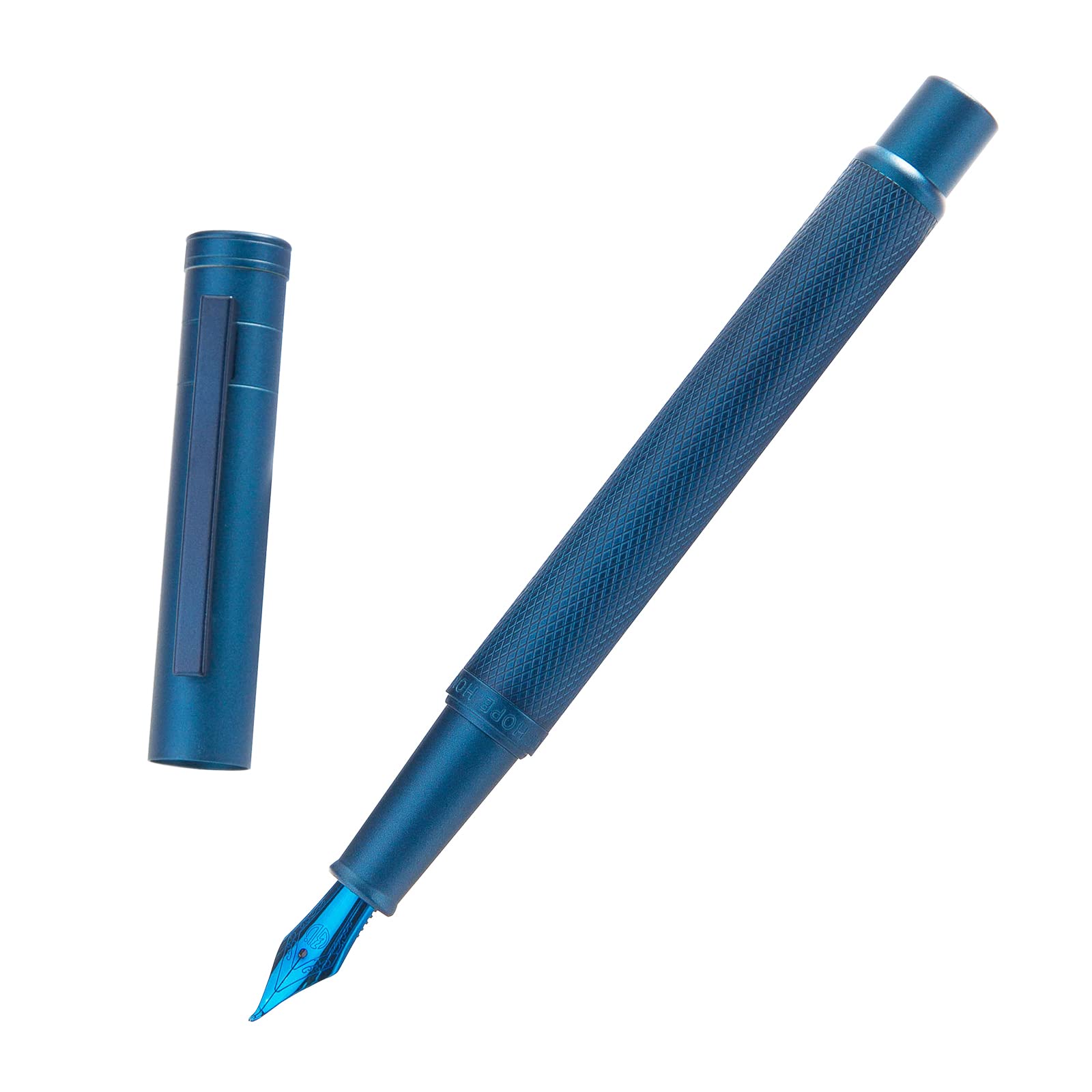 Asvine Dark Blue Fude Pen, Bent Nib Calligraphy Fountain Pen (Fine to Broad) with Converter and