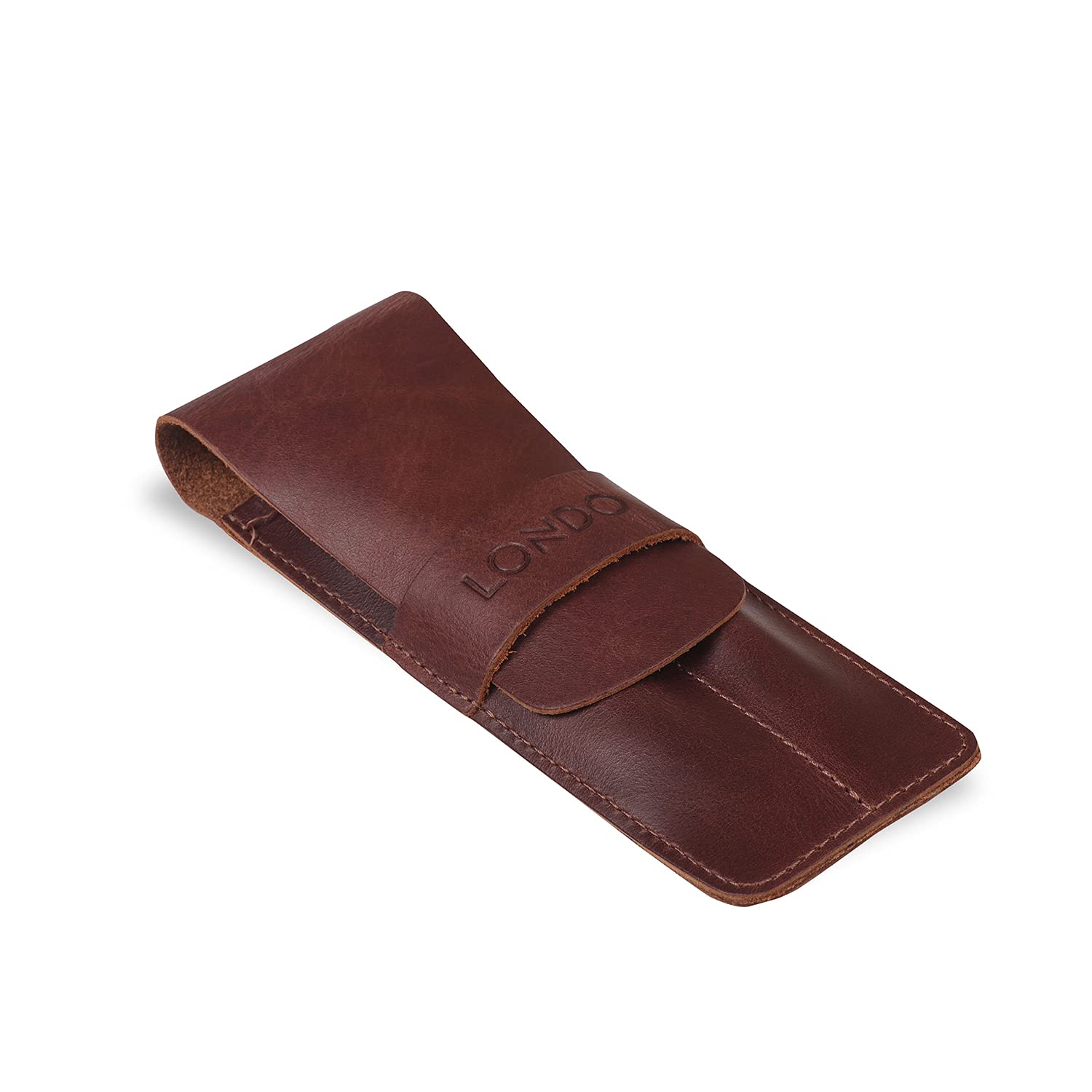 Londo Genuine Leather Pen and Pencil Case with Tuck in Flap, Stationery Bag - Two compartment