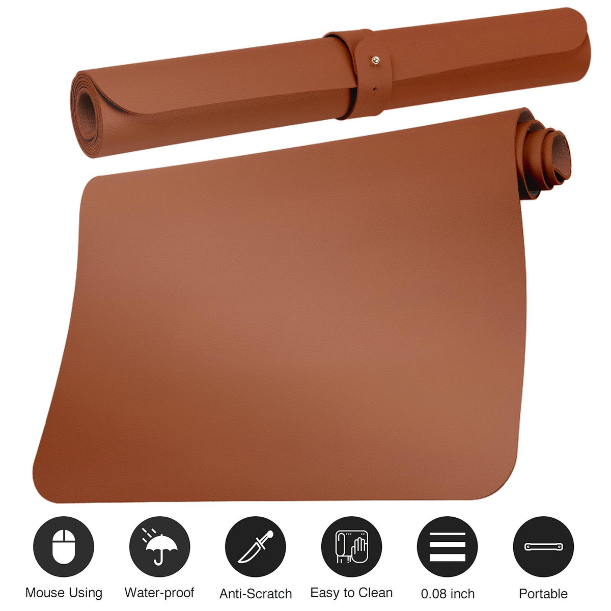 Boutilon Leather Desk Pad Protector,Non-Slip Mouse Pad,Laptop Desk Pad,Office Mouse Mat,Waterproof