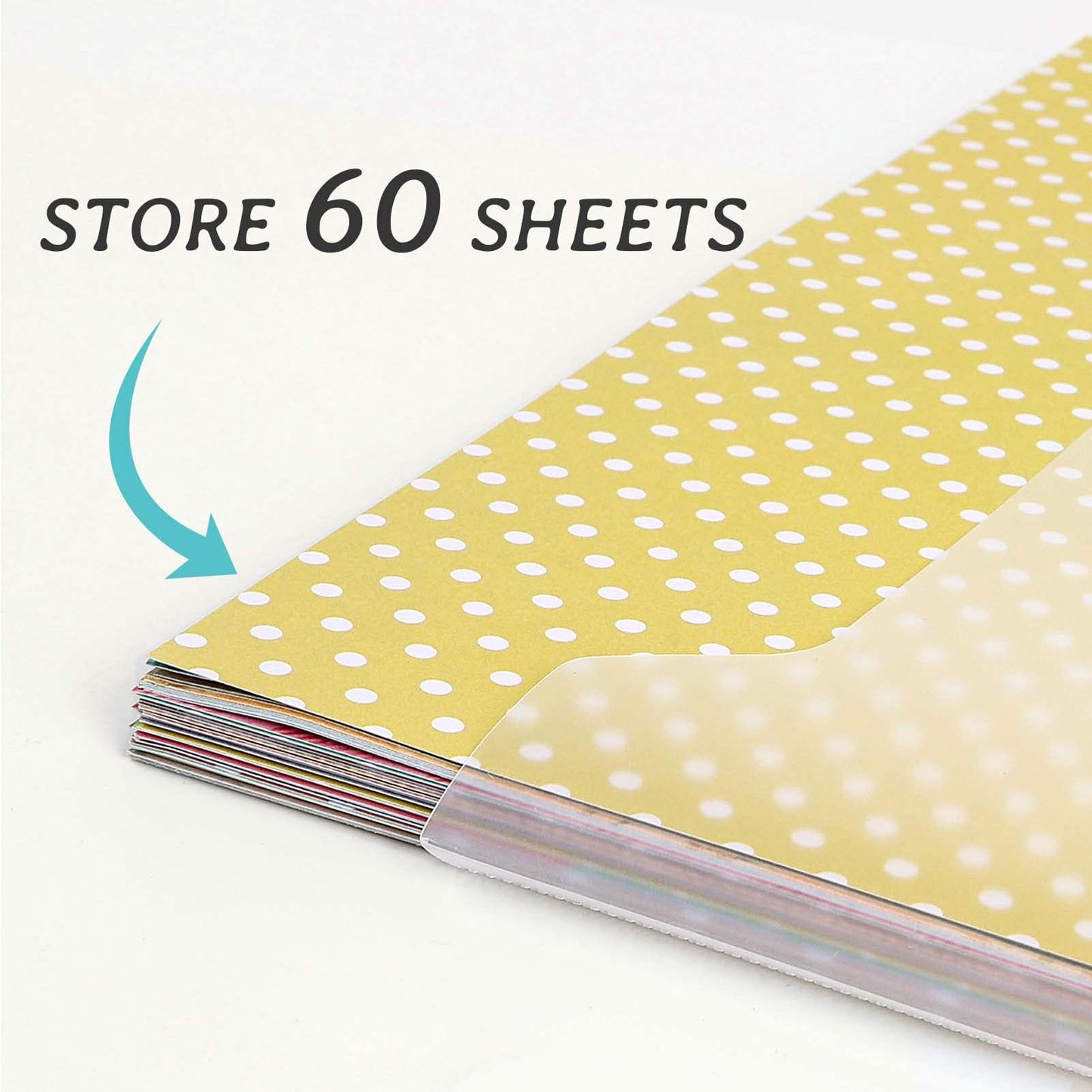 Caydo 50 Pcs 12 x 12 Inch Scrapbook Paper Storage Organizer with 120 Sticky