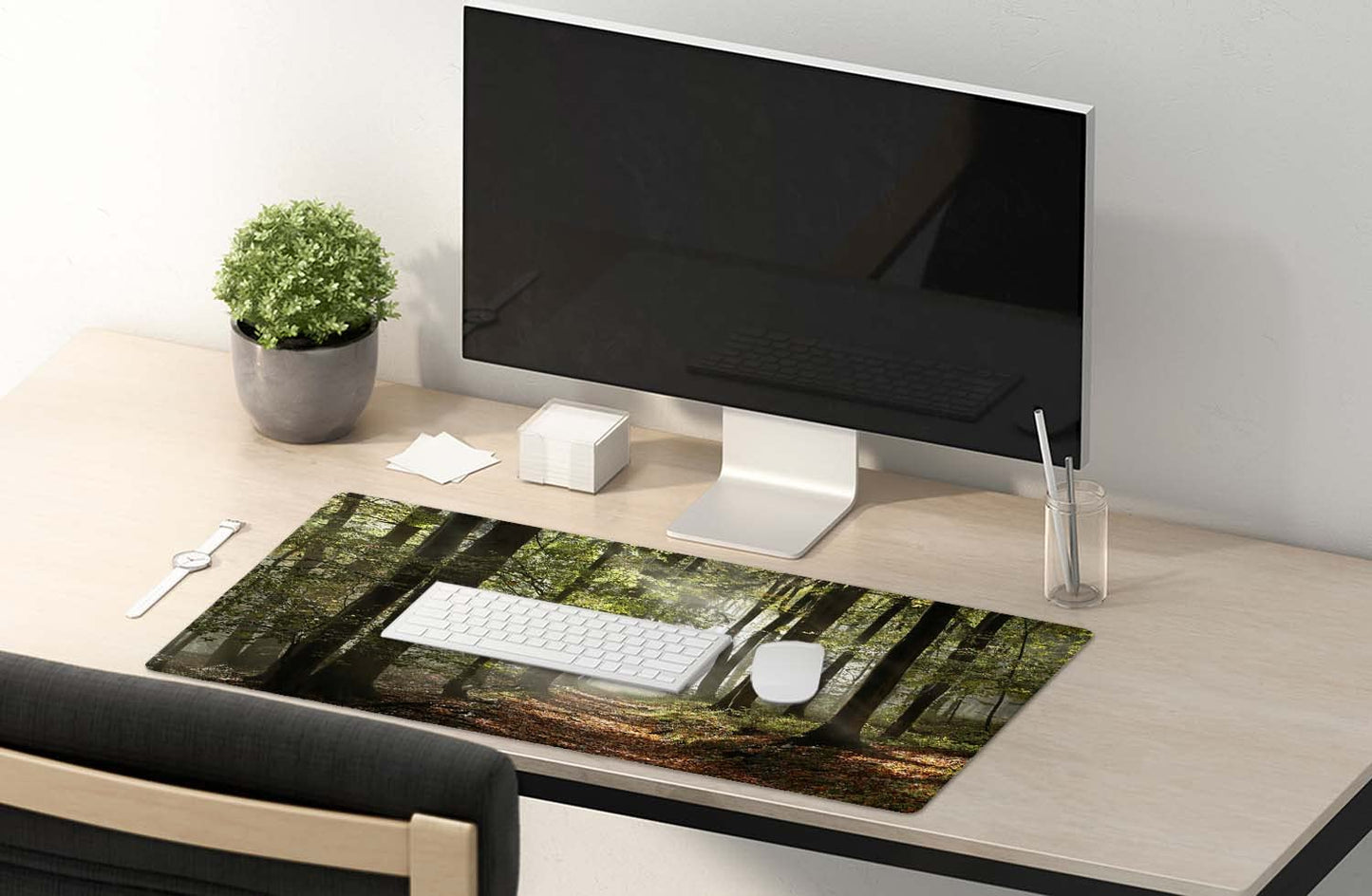 SSOIU Mountains with Mist Mouse Pad 35.5 X 15.7 Inch XXL Full Desk Mousepad Extended Large Non-Slip