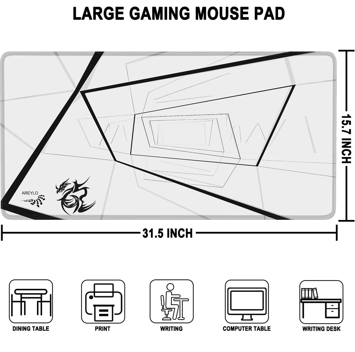 Mouse Pad Gaming, Waterproof Extra Large Mousepad with Stitched Edges, 31.5" x 15.7" Non-Slip