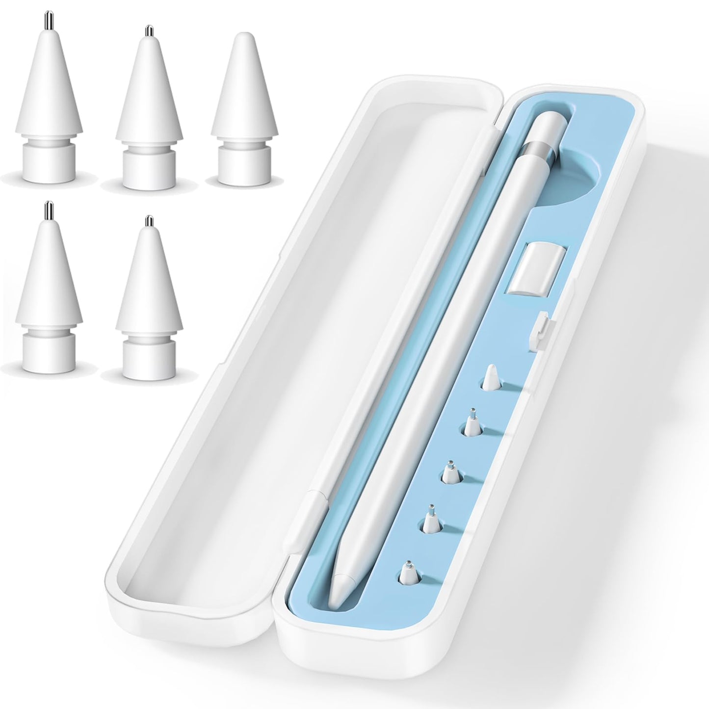 Inesore for Apple Pencil Case with 5 Pcs Replacement Tips (Blue)
