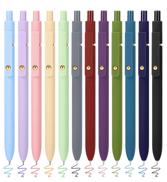 FIOVER Colored Gel Pens 12 Pack 0.7mm Medium Point Pens for Journaling