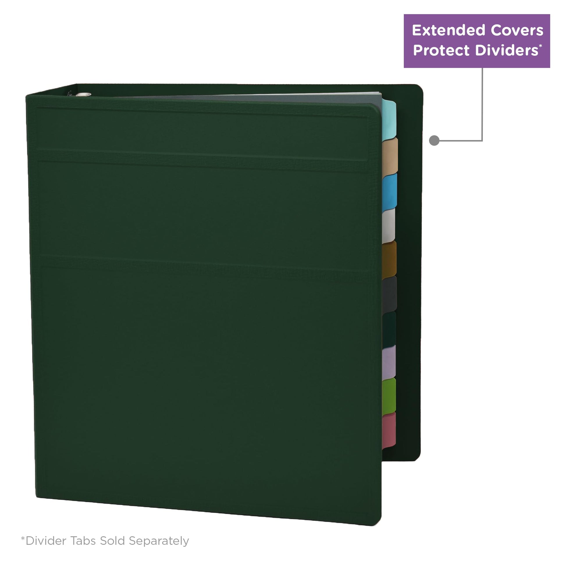 Carstens 3-Inch Heavy Duty 3-Ring Binder - Side Opening, Forest Green, Durable Plastic, Precision