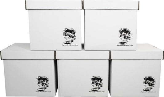 Durable Set of 5 12 inch Vinyl Record Storage Boxes - Heavy-Duty Cardboard Construction with
