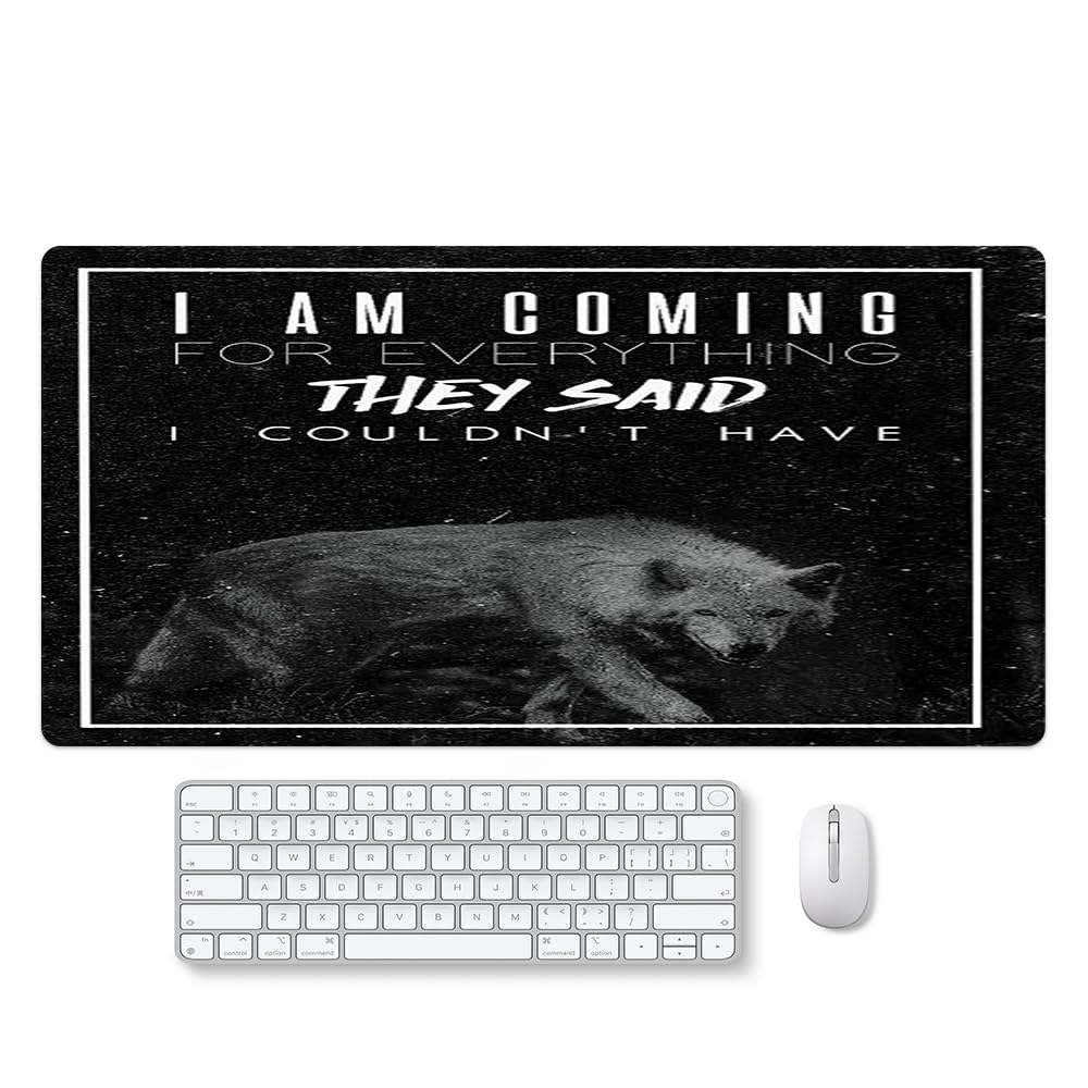 Reateforin Inspirational Quote Mouse Pad for Guys,Black Large Mouse Pad for Mens Lion Animal