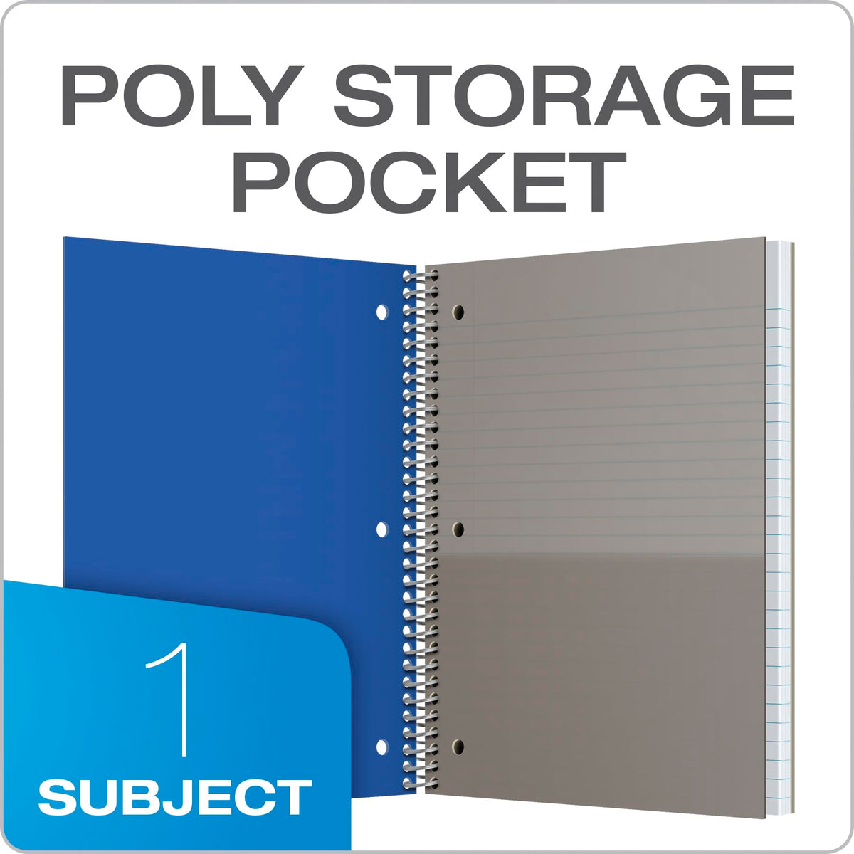 Oxford Spiral Notebooks, 1-Subject, Wide Ruled Paper, Durable Plastic Cover, 100 Sheets, Divider