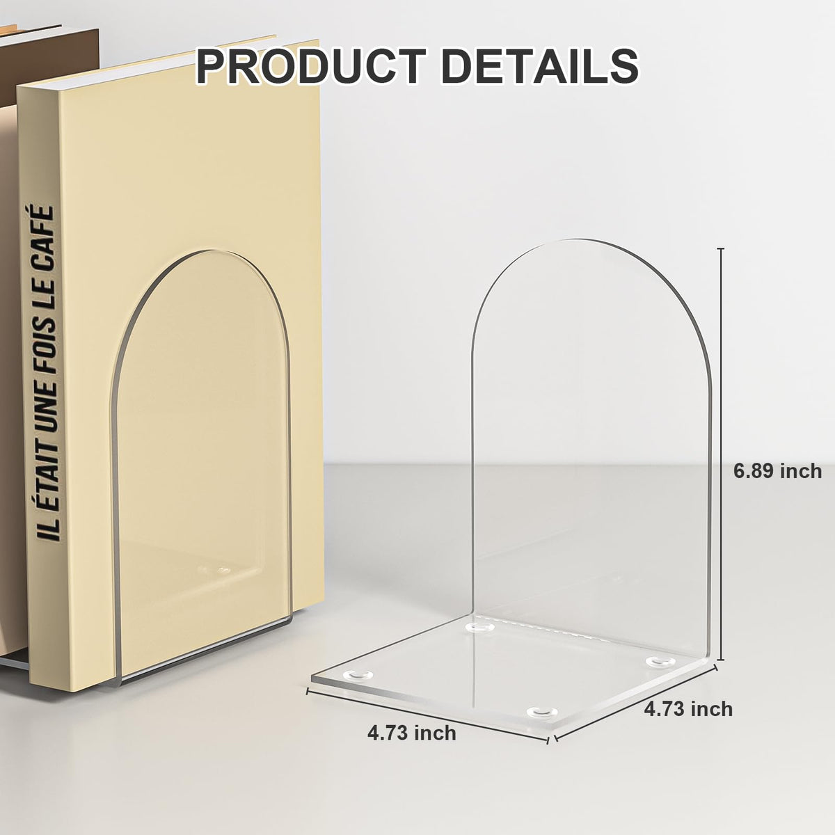 ALOTCHE Acrylic Bookends 8 Pieces, Book Ends for Shelves, Clear Bookends for Book Shelves and
