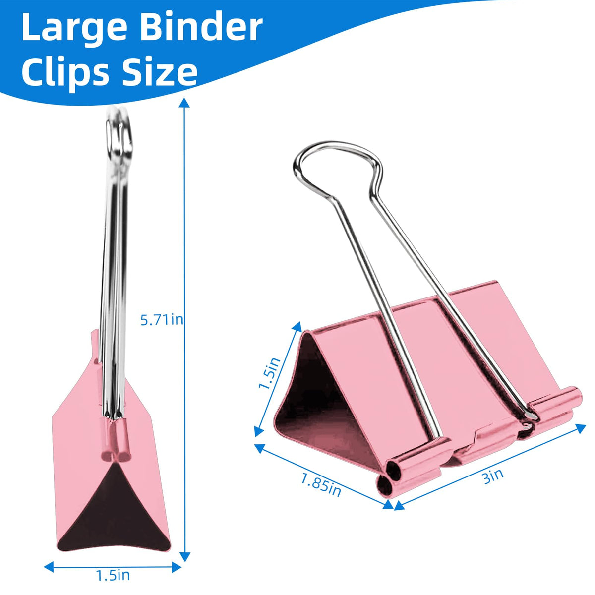 10 Pack Jumbo Binder Clips 3 Inch (75mm), Extra Large Binder Clips in Pink, Blue, Yellow and Green