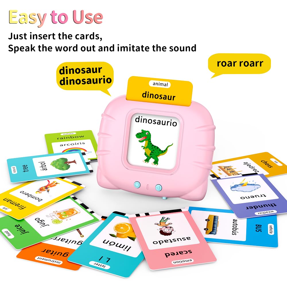 Eaever Spanish English 520 Words Talking-Flash-Cards, Birthday Gift for 3 4 5 6 Year Old Girls
