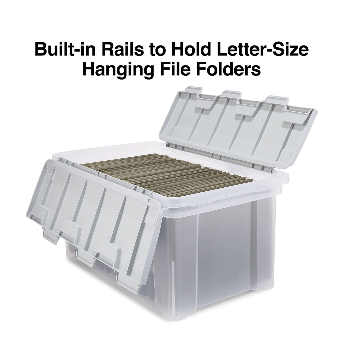 Staples Hanging File Folder Box, Storage Bin Organizer, Wing Lid