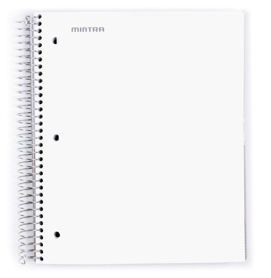 Mintra Office Durable Spiral Notebooks, 5 Subject (White, Wide Ruled 1pk)