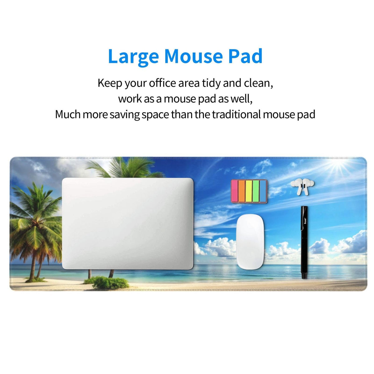 Beach Mouse Pad XL Large Mousepad Non Slip Rubber Base Desk Mat for Laptop Computer Gaming 31.5" X