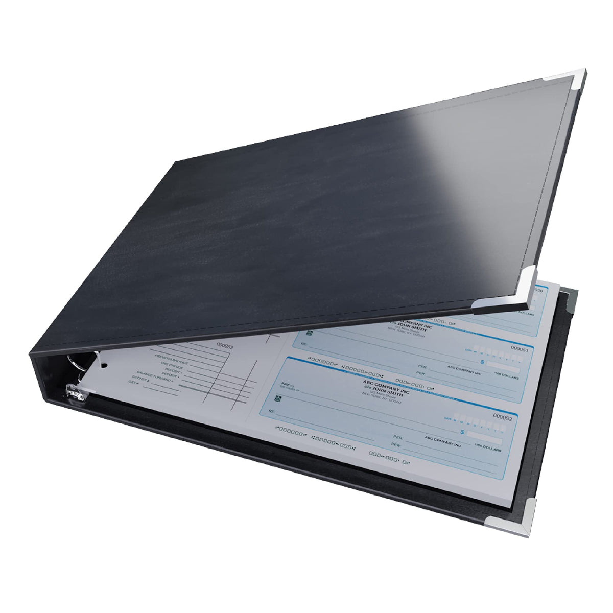 Premium 3UP Business Checkbook Binder, 2" Round Rings, 9.75" x 14.5", Black