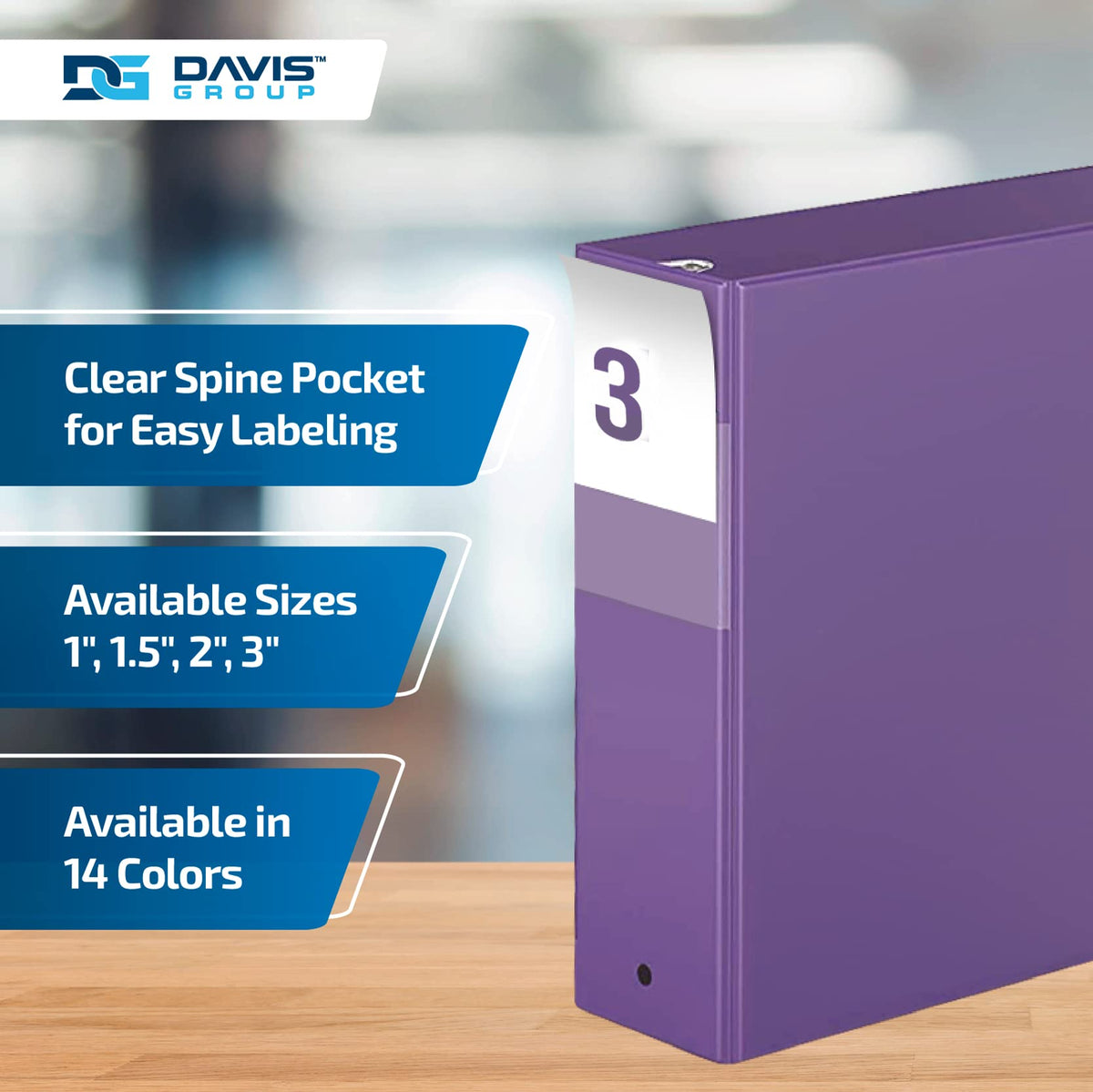 Premium Economy 3-Ring Binder, Spine Label, 3" Round Rings, Purple, 6 Pack