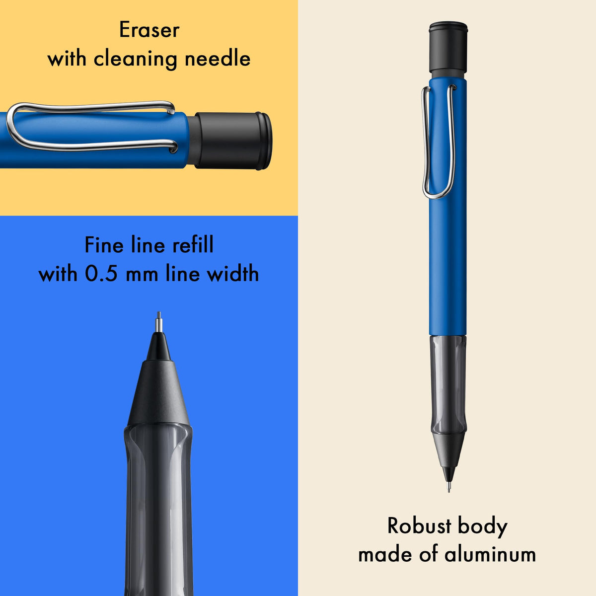 Lamy AL-star Oceanblue Mechanical Pencil - Lightweight Pencil with Transparent, Ergonomic Grip &